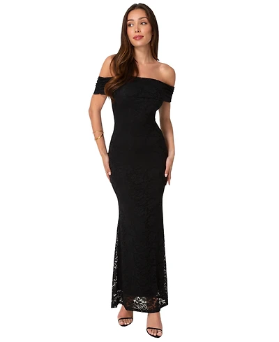 Bebe Women's Off-the-Shoulder Lace Maxi Dress
