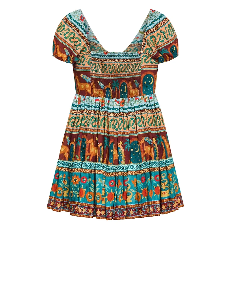 City Chic Women's Amaria Print Short-Sleeve V-Neck Mini Dress
