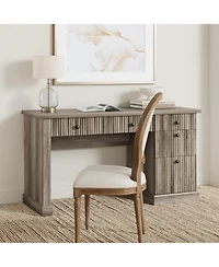 homfan 54" Fluted Executive Desk with File Drawer & Storage Drawers,Grey