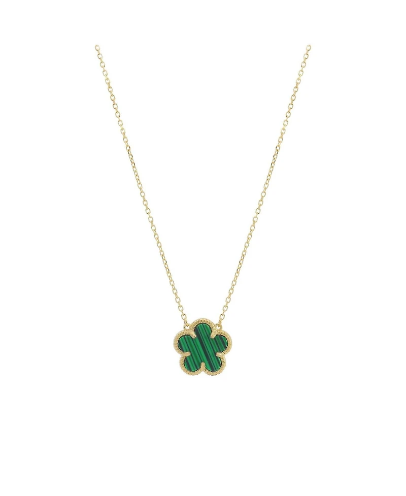 The Lovery Malachite Single Spring Flower Necklace 14K Gold-Plated Sterling Silver