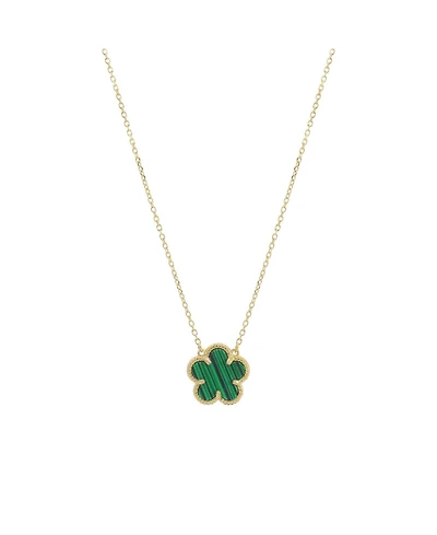 The Lovery Malachite Single Spring Flower Necklace 14K Gold-Plated Sterling Silver
