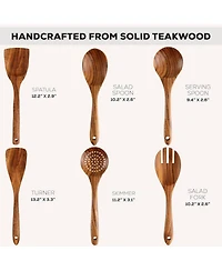 6-Piece Natural Teak Wooden Utensils for Cooking