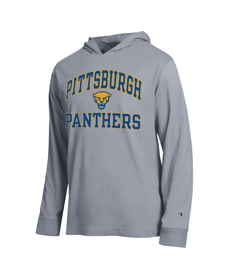 Champion Men's Heather Gray Pitt Panthers High Motor All-Star Long Sleeve Hooded Sweatshirt