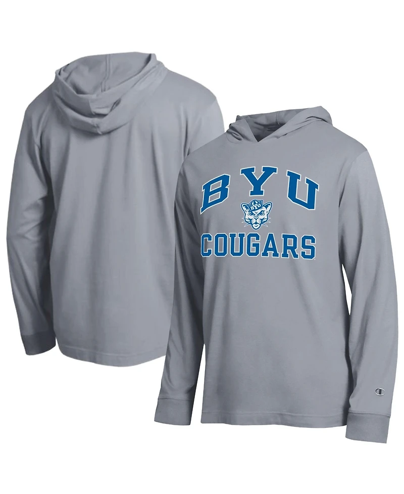 Champion Men's Heather Gray Byu Cougars High Motor All-Star Long Sleeve Hooded Sweatshirt