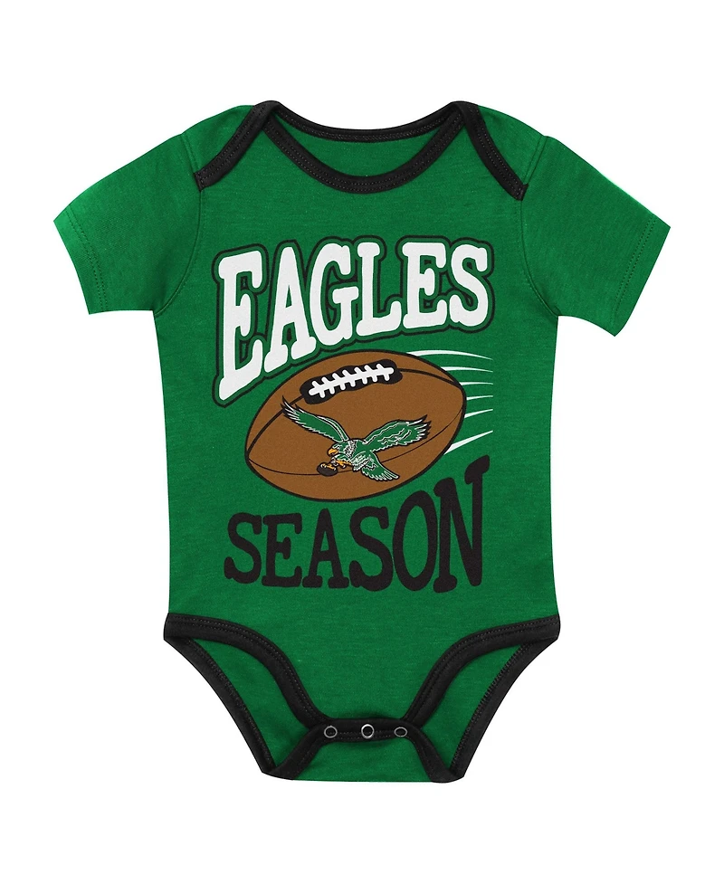 Outerstuff Baby Boys' and Girls' Philadelphia Eagles First Round Pick Screen Print 3-Piece Creeper Set