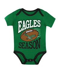 Outerstuff Baby Boys' and Girls' Philadelphia Eagles First Round Pick Screen Print 3-Piece Creeper Set
