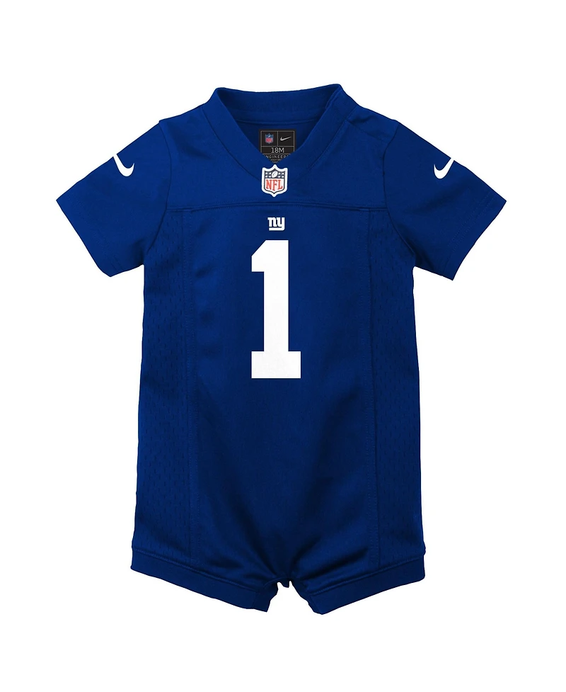Nike Baby Boys and Girls' New York Giants Malik Nabers Short-Sleeve V-Neck Romper