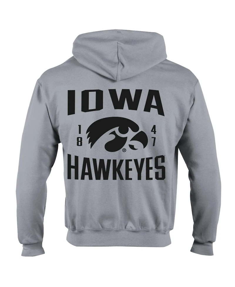 Champion Men's Heather Gray Iowa Hawkeyes Varsity Powerblend Full-Zip Fleece Hoodie