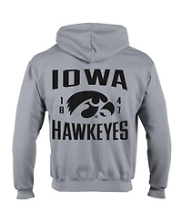 Champion Men's Heather Gray Iowa Hawkeyes Varsity Powerblend Full-Zip Fleece Hoodie
