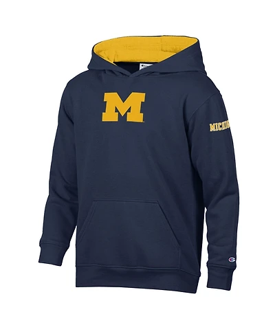 Champion Boys' and Girls' 4-16 Michigan Wolverines Volume Fleece Loose-Fit Kangaroo Pocket Hoodie