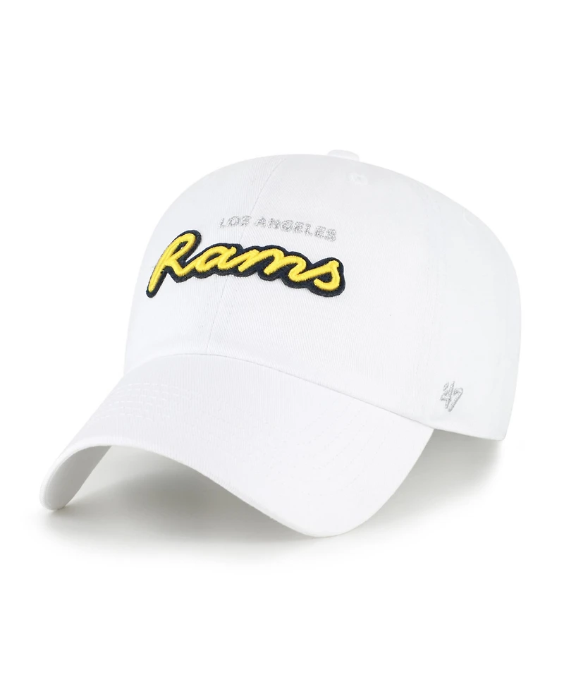 '47 Brand Women's White Los Angeles Rams Trendy Script Clean Up Adjustable Hat