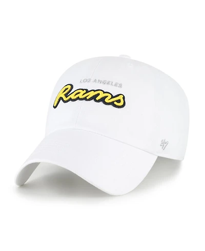 '47 Brand Women's White Los Angeles Rams Trendy Script Clean Up Adjustable Hat