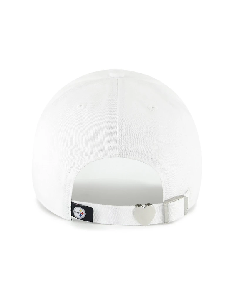 '47 Brand Women's White Pittsburgh Steelers Trendy Script Clean Up Adjustable Hat