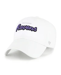 '47 Brand Women's White Baltimore Ravens Trendy Script Clean Up Adjustable Hat