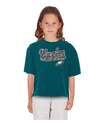 New Era Girls' 4-16 Philadelphia Eagles Flip-Sequin Boxy T-Shirt