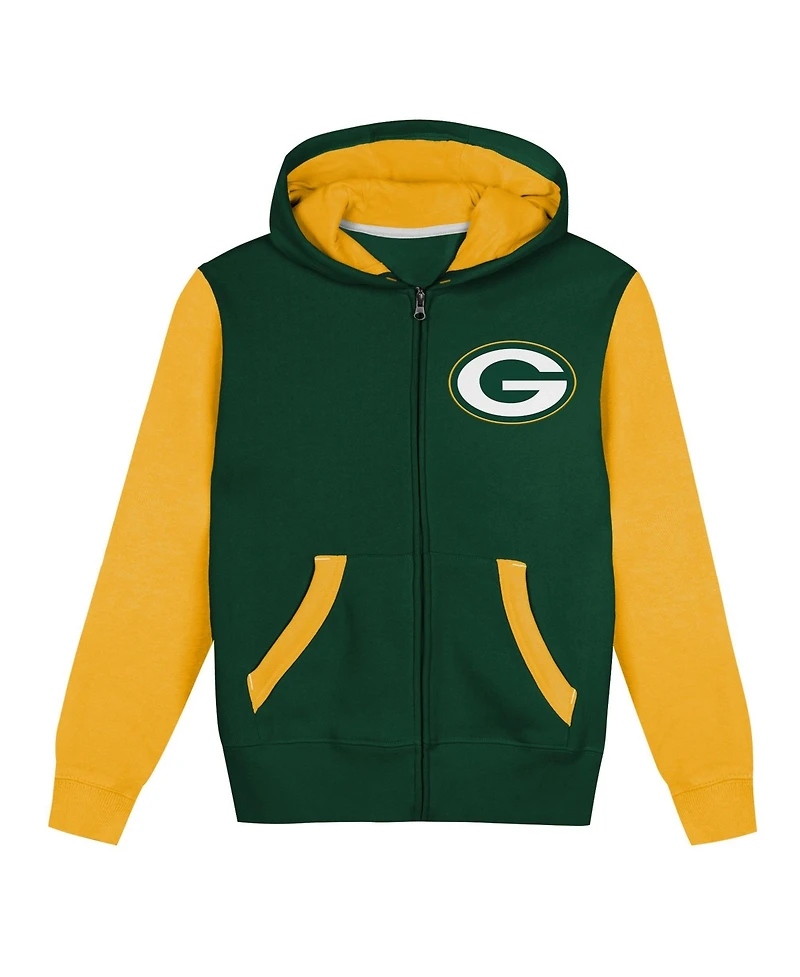 Outerstuff Toddler Boys' 2T-5T Green Bay Packers Stadium Color Block Full-Zip Fleece-Lined Hoodie