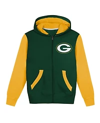 Outerstuff Toddler Boys' 2T-5T Green Bay Packers Stadium Color Block Full-Zip Fleece-Lined Hoodie