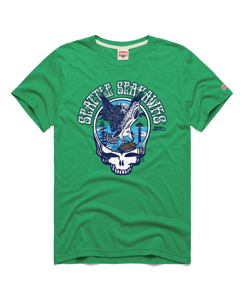 Homage Men's Seattle Seahawks Grateful Dead Tri-Blend Crewneck T-Shirt