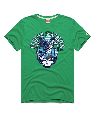 Homage Men's Seattle Seahawks Grateful Dead Tri-Blend Crewneck T-Shirt