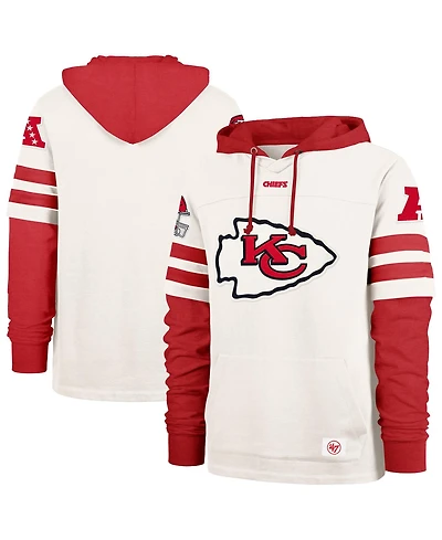 '47 Brand Men's Cream Kansas City Chiefs Split Zone Cornerback Duo Lacer Hoodie