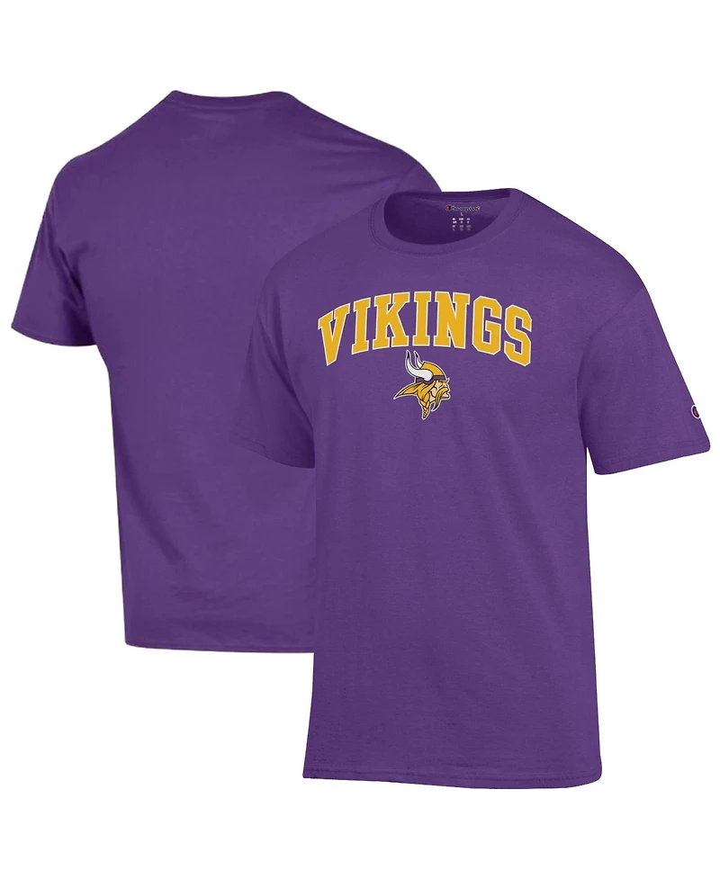 Champion Men's Minnesota Vikings Arch Over Logo Screen-Printed Dropped Shoulders T-Shirt