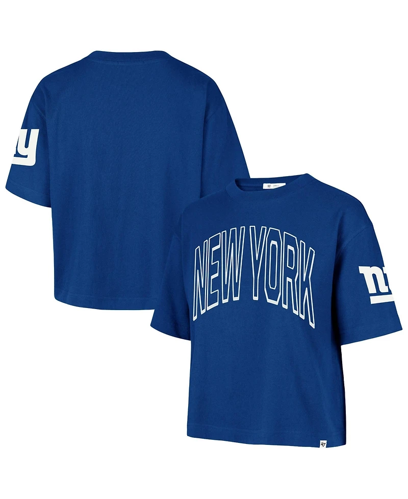 '47 Brand Women's New York Giants Call Out Reed City Cropped Crew Neck T-Shirt