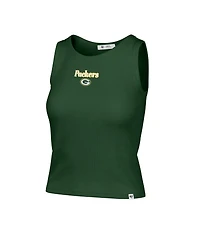 '47 Brand Women's Green Bay Packers Cropped Ribbed Crew Neck Baby Tank Top