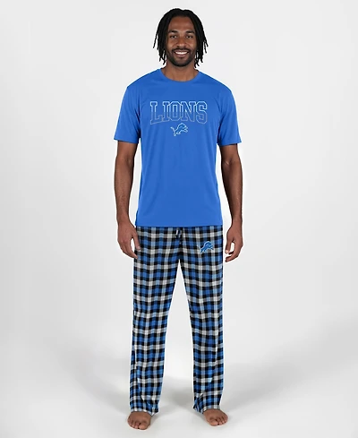 Concepts Sport Men's Detroit Lions Highland Plaid Short-Sleeve Sleep Set, 2-Piece Set