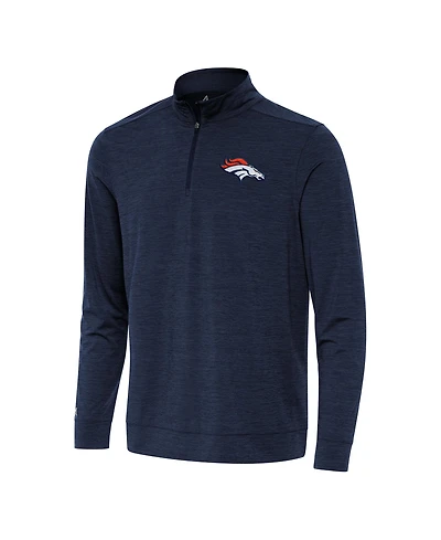 Antigua Men's Heather Navy Denver Broncos Bright Quarter-Zip Jacket