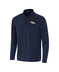 Antigua Men's Heather Navy Denver Broncos Bright Quarter-Zip Jacket