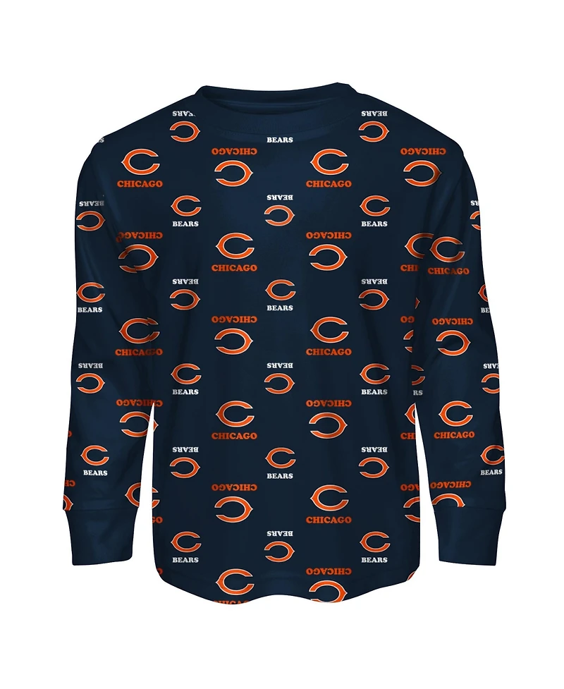 Outerstuff Toddler Boys' 2T-5T Chicago Bears All-Over Print Long-Sleeve T-Shirt and Pants Set