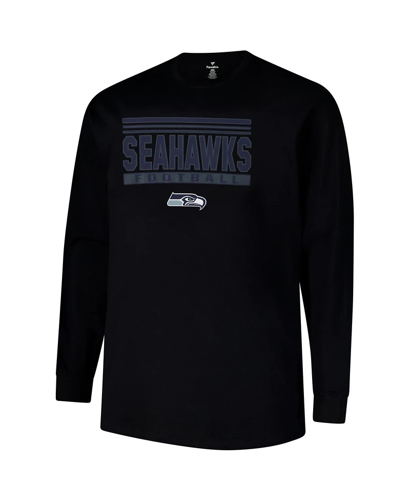 Fanatics Men's Black Seattle Seahawks Big Tall Pop Long Sleeve T-Shirt