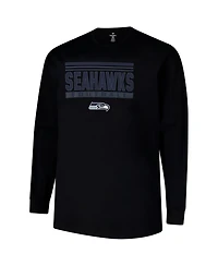 Fanatics Men's Black Seattle Seahawks Big Tall Pop Long Sleeve T-Shirt