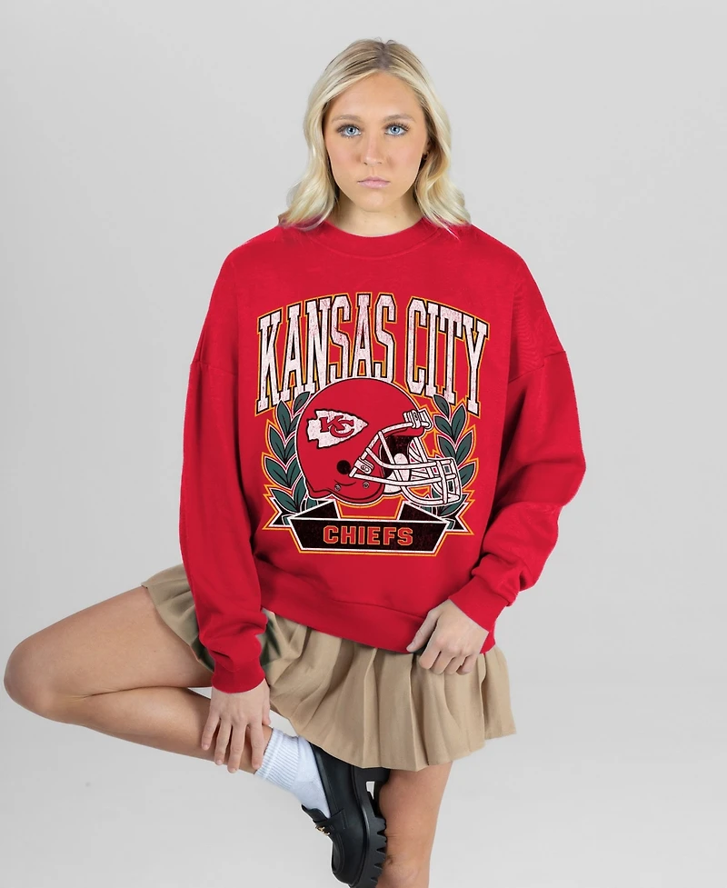 Gameday Couture Women's Kansas City Chiefs Classic Archives Premium Fleece Oversized Crewneck Sweatshirt