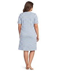 Lands' End Plus Cotton Interlock Short Sleeve Knee Length Gown