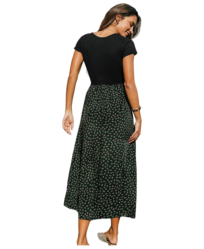 Cupshe Women's Feeling Free Floral-Print Square-Neck Maxi Dress