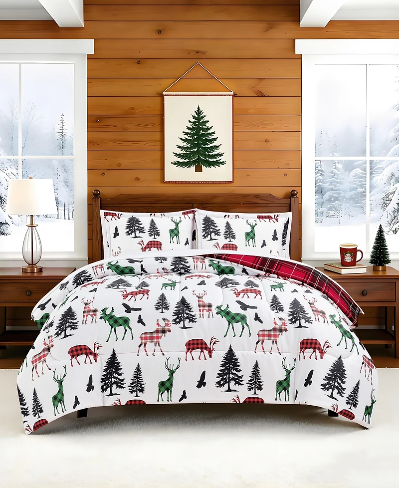 Macy's Winter Scene Deer Soft Hand Feel 3-Piece Comforter Set