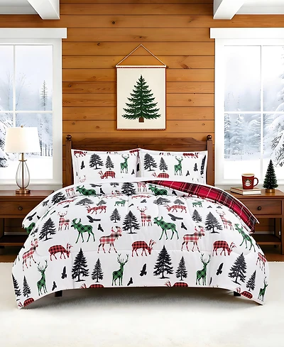 Macy's Winter Scene Deer Soft Hand Feel 3-Piece Comforter Set