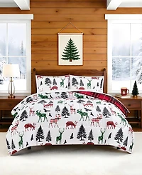Macy's Winter Scene Deer Soft Hand Feel 3-Piece Comforter Set