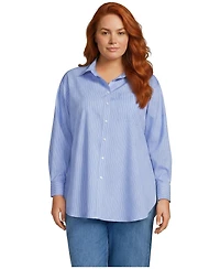 Lands' End Plus Oversized No Iron Tunic with Statement Collar Shirt