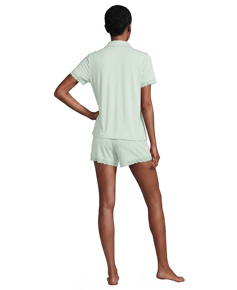Lands' End Women's Cooling Lace Trim Top and Shorts Set