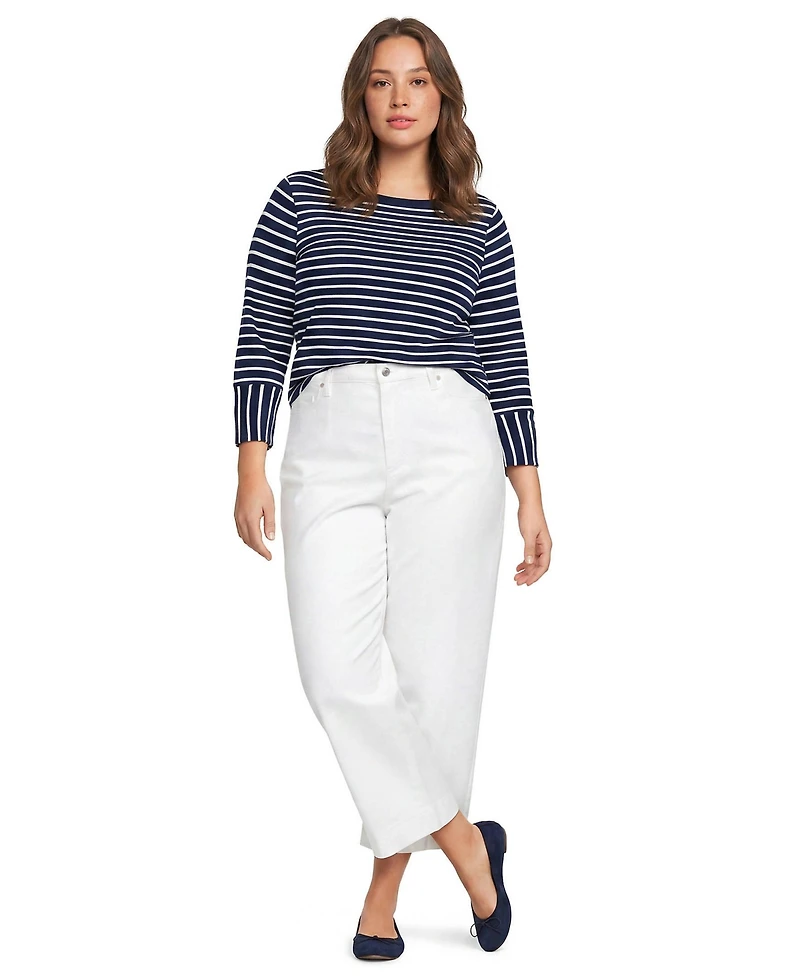 Lands' End Plus Boat Neck 3/4-Sleeve Cotton T-Shirt