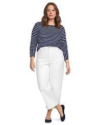 Lands' End Plus Boat Neck 3/4-Sleeve Cotton T-Shirt