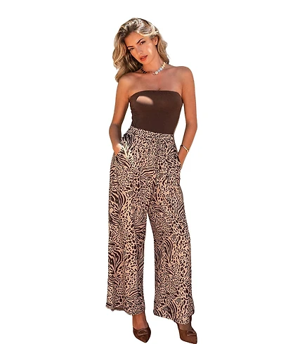 Cupshe Women's Big Plans Animal Print Wide-Leg Jumpsuit