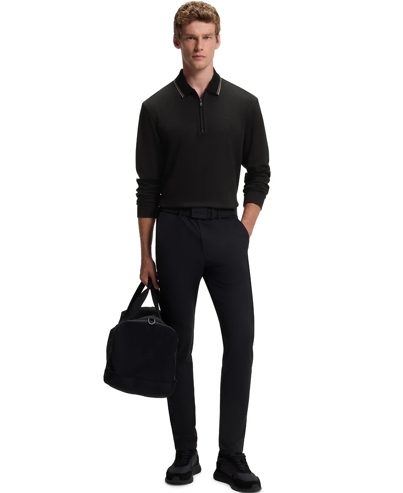 Boss by Hugo Boss Men's Interlock-Cotton Zip-Neck Polo Shirt