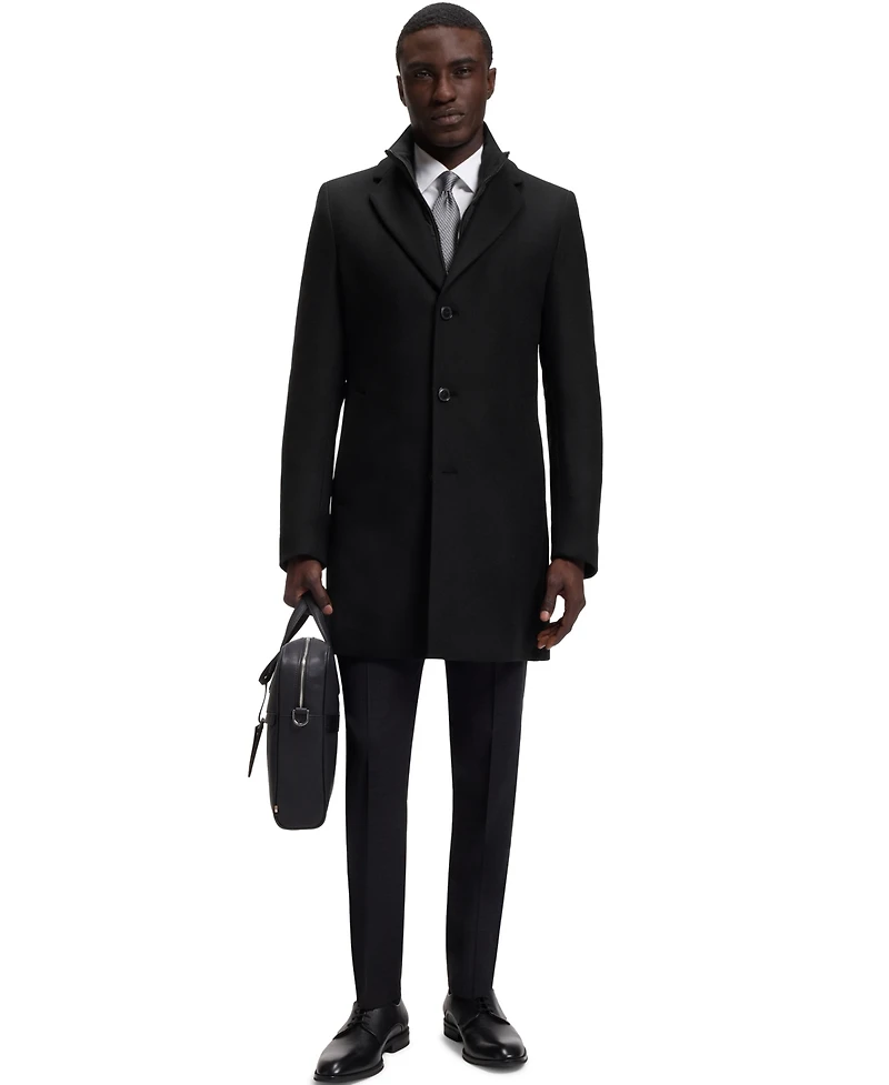 Boss by Hugo Men's Wool-Blend Zip-Up Inner Formal Coat
