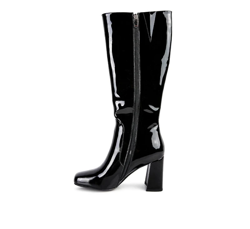 Hypnotize Patent Pu Block Heeled Calf Boots