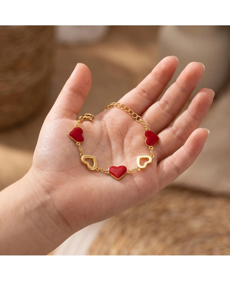 GiGiGirl 14k Yellow Gold Plated Forever Heart Toddler/Kids Bracelet, Adjustable in Length, 1-6yrs