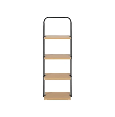 Slickblue 4-Tier Freestanding Wooden Shoe Rack in Black and Light Honey Finish
