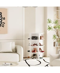 SpaceAid 4 Tier Rotating Shoe Rack Tower, Revolving Shoe Rack Storage, Round Carousel Vertical Handbag and Shoe Organizer